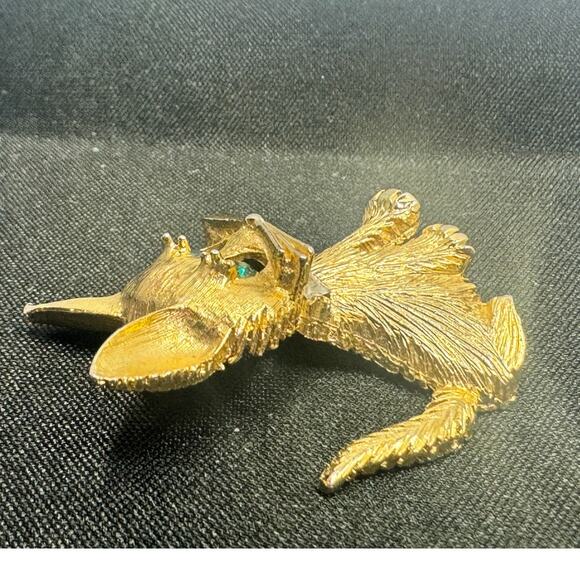 Vintage Pell cat pin, green eye , gold toned metal-cat lover - Picture 4 of 6